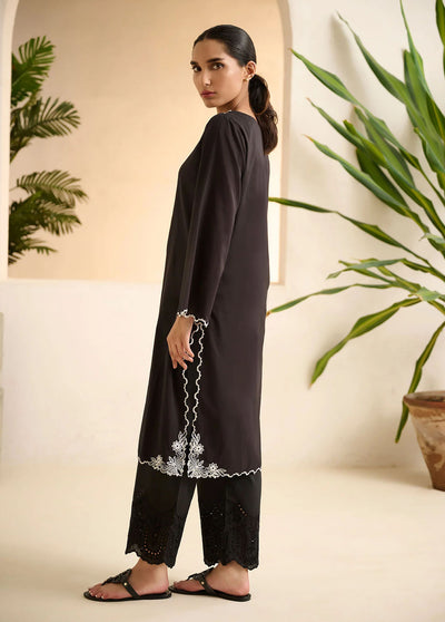 Dhanak Pret Embroidered Lawn Kurti DHK23BW DC-0506 BLACK