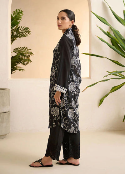 Dhanak Pret Embroidered Lawn Kurti DHK23BW DC-0507 BLACK