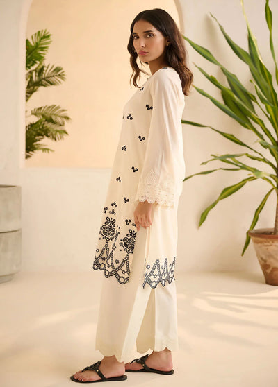 Dhanak Pret Embroidered Lawn Kurti DHK23BW DC-0508 White