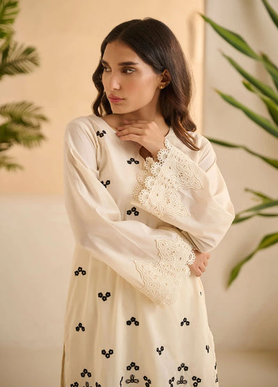 Dhanak Pret Embroidered Lawn Kurti DHK23BW DC-0508 White