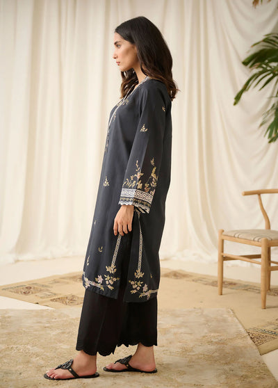 Dhanak Pret Embroidered Lawn Kurti DHK23BW DC-0513 BLACK