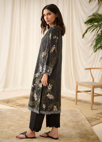 Dhanak Pret Embroidered Lawn Kurti DHK23BW DC-0517 BLACK