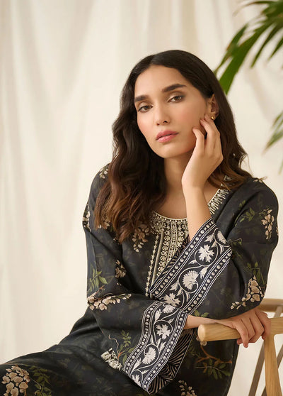 Dhanak Pret Embroidered Lawn Kurti DHK23BW DC-0517 BLACK