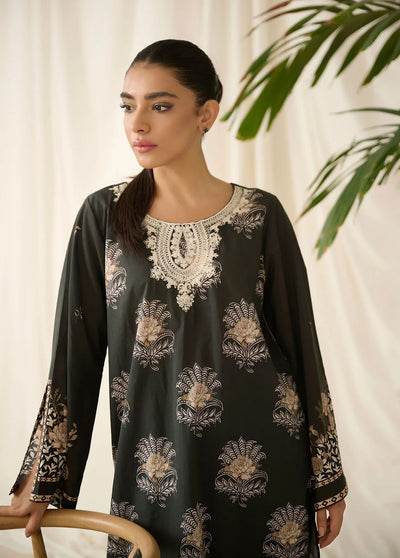 Dhanak Pret Embroidered Lawn Kurti DHK23BW DC-0519 BLACK