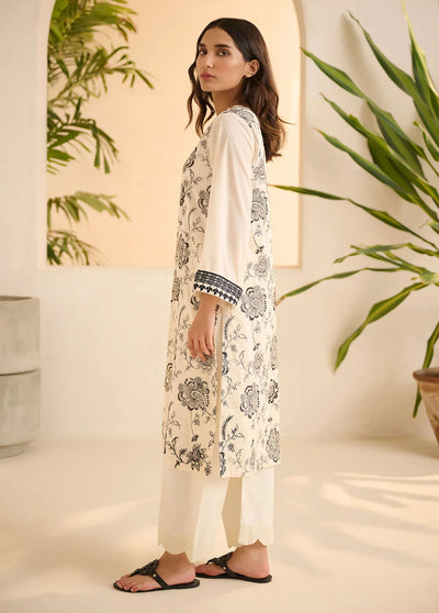 Dhanak Pret Embroidered Lawn Kurti DHK23BW DC-0520 White