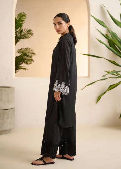 Dhanak Pret Embroidered Lawn Kurti DHK23BW DC-2187 BLACK