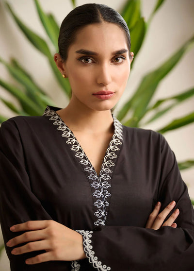 Dhanak Pret Embroidered Lawn Kurti DHK23BW DC-2188 BLACK