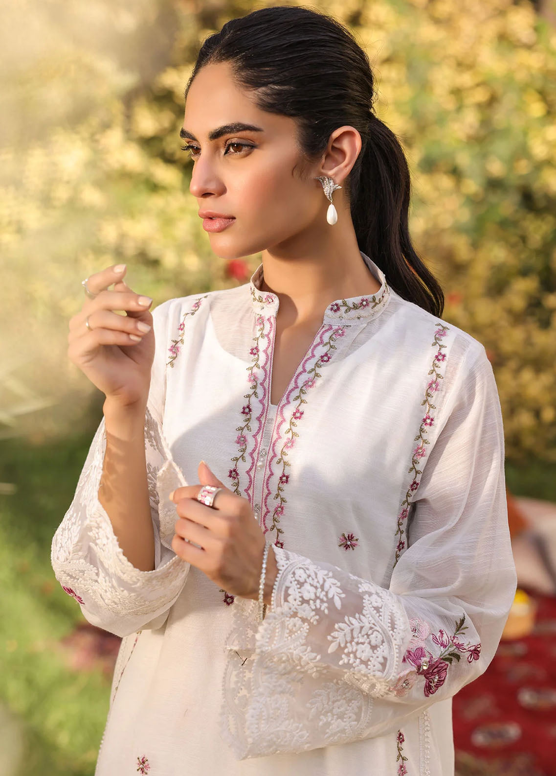 Dhanak Pret Embroidered Munar 2 Piece Suit DHK23M DA-2126 WHITE