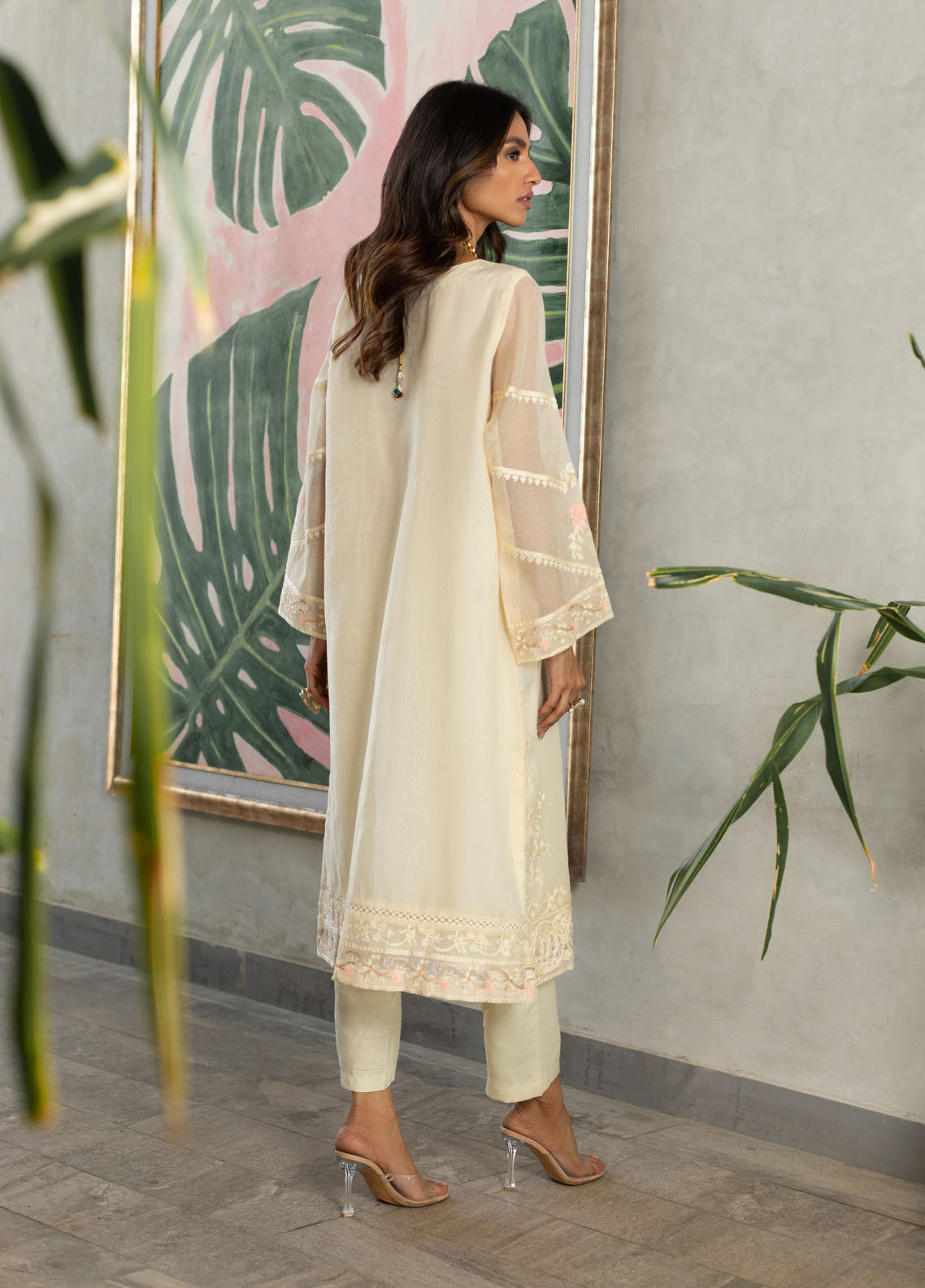 Dhanak Pret Embroidered 2 Piece Suit DA-1756 OFF-WHITE