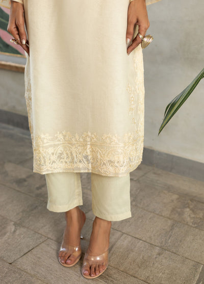 Dhanak Pret Embroidered 2 Piece Suit DA-1756 OFF-WHITE