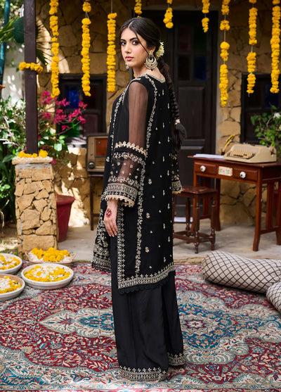 Dhanak Pret Embroidered Chiffon 2 Piece Suit SS24DA-2270 Black