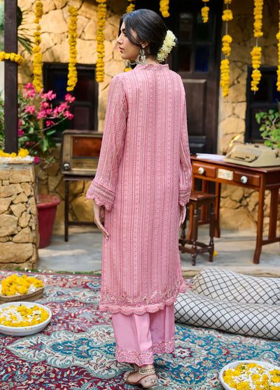 Dhanak Pret Embroidered Chiffon 2 Piece Suit SS24DA-2364 Pink