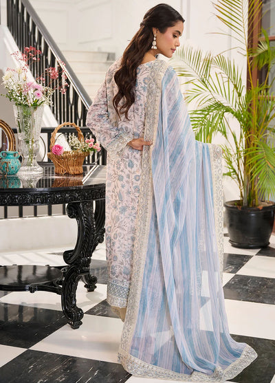 Dhanak Pret Embroidered Chiffon 2 Piece Suit SS24DA-2365 Sky Blue