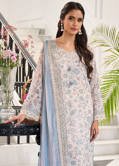 Dhanak Pret Embroidered Chiffon 2 Piece Suit SS24DA-2365 Sky Blue