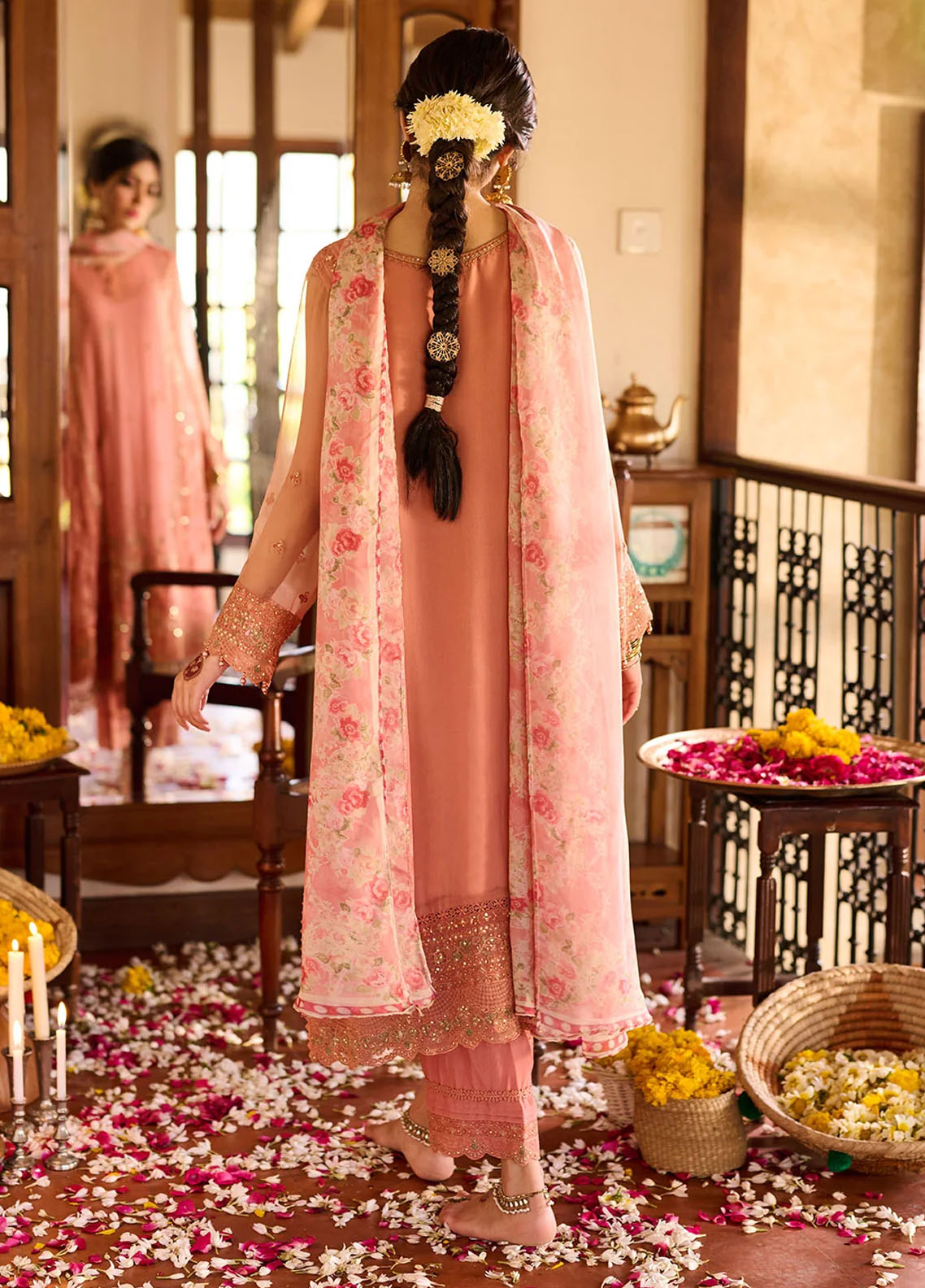 Dhanak Pret Embroidered Chiffon 2 Piece Suit SS24DA-2366 Rust