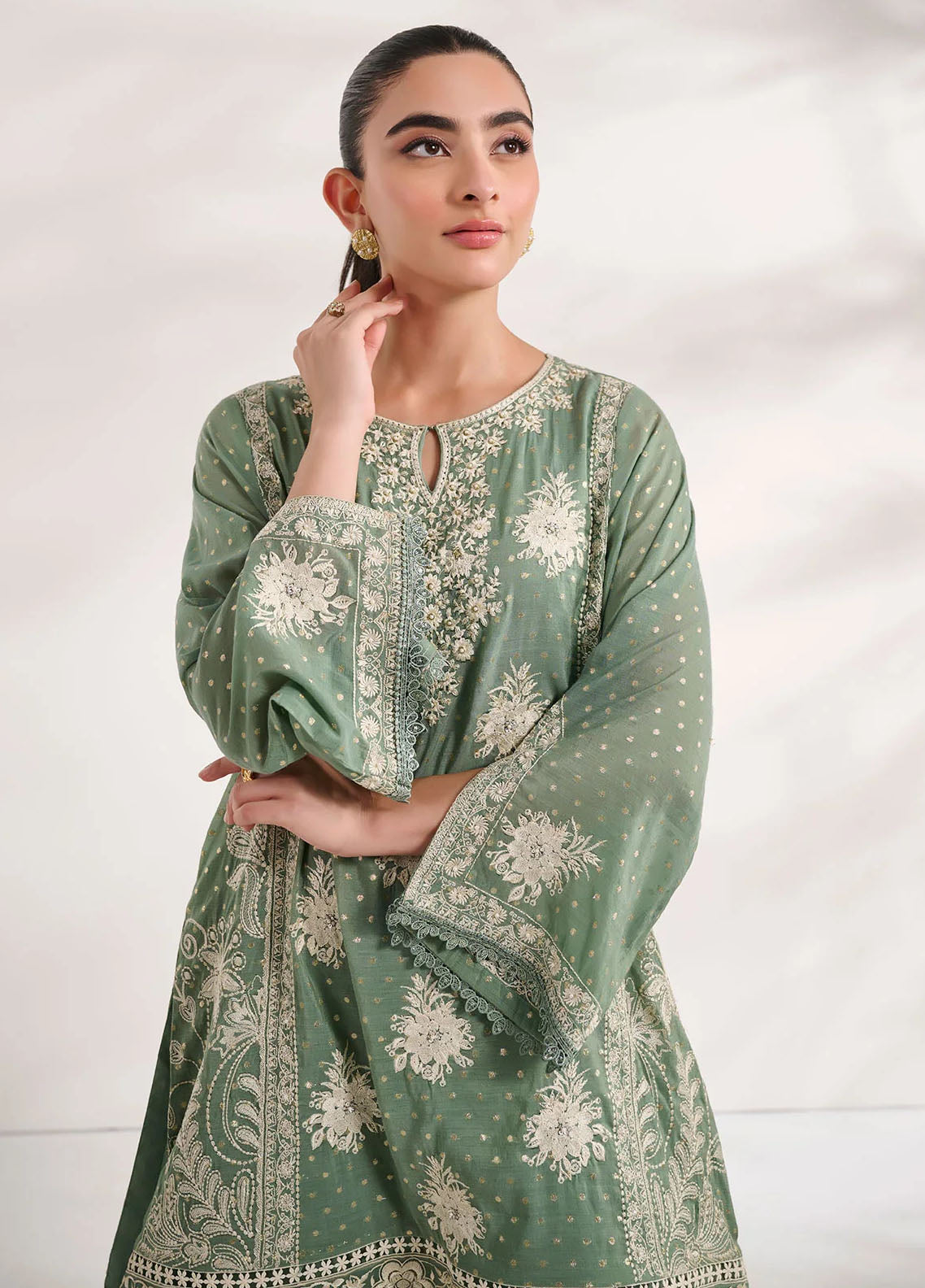 Dhanak Pret Embroidered Cotton Jacquard 2 Piece Suit SS24DA-2589