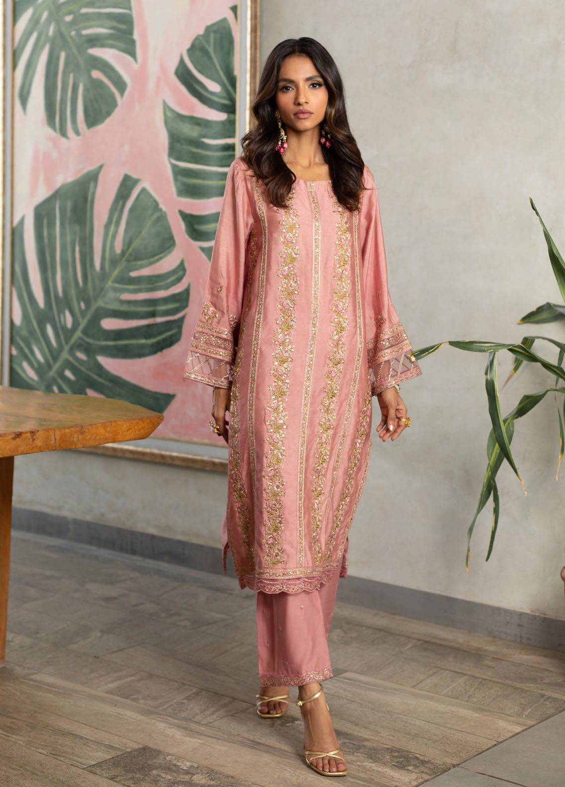 Dhanak Pret Embroidered Cotton Silk 2 Piece Suit SS24DA-2288 LIGHT PINK