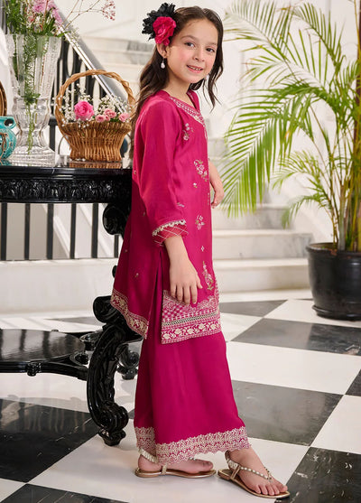 Dhanak Pret Embroidered Cotton Silk 2 Piece Suit SS24DK-0163 Pink