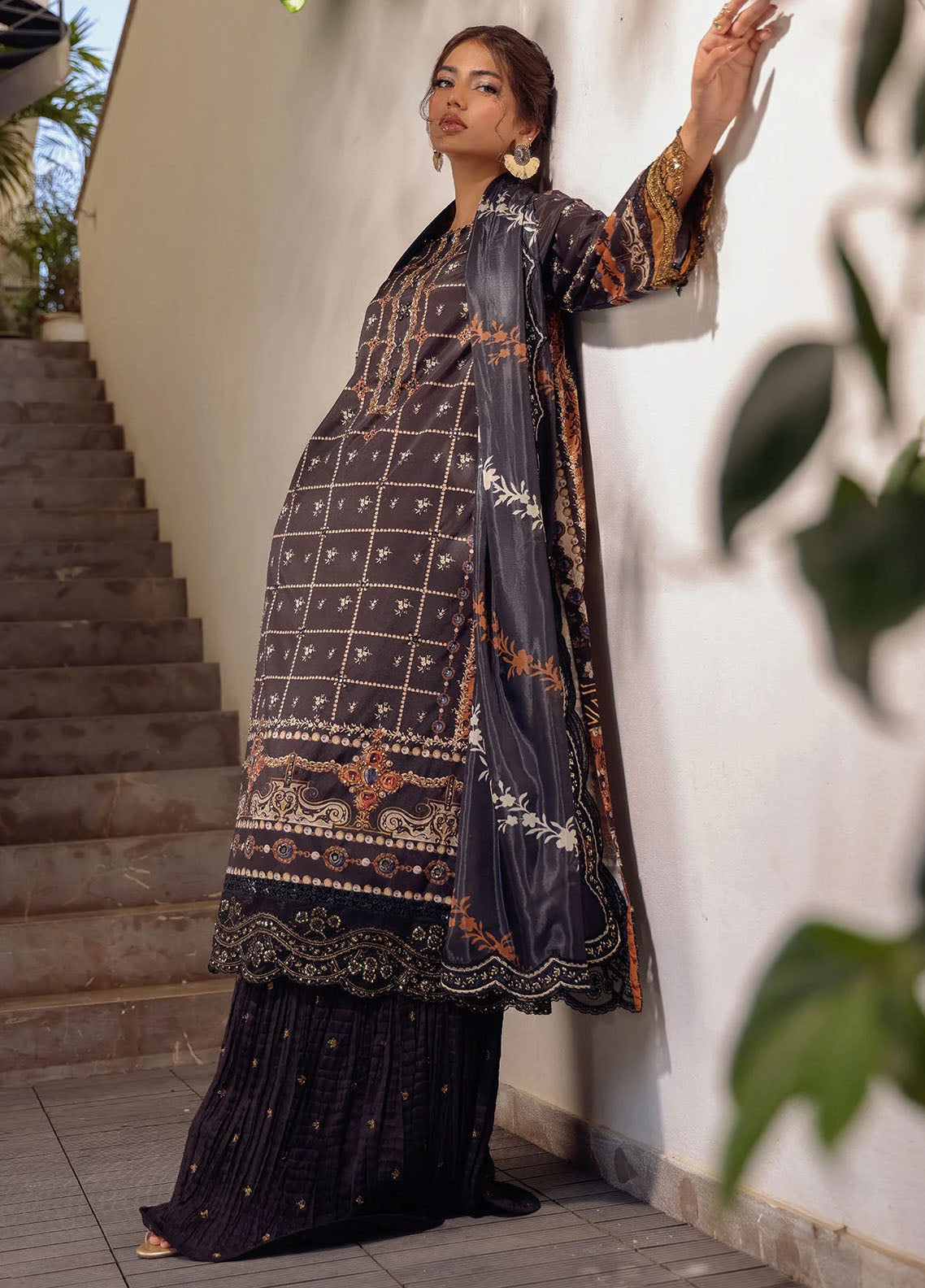 Dhanak Pret Embroidered Crepe silk 2 Piece Suit SS24DA-2511