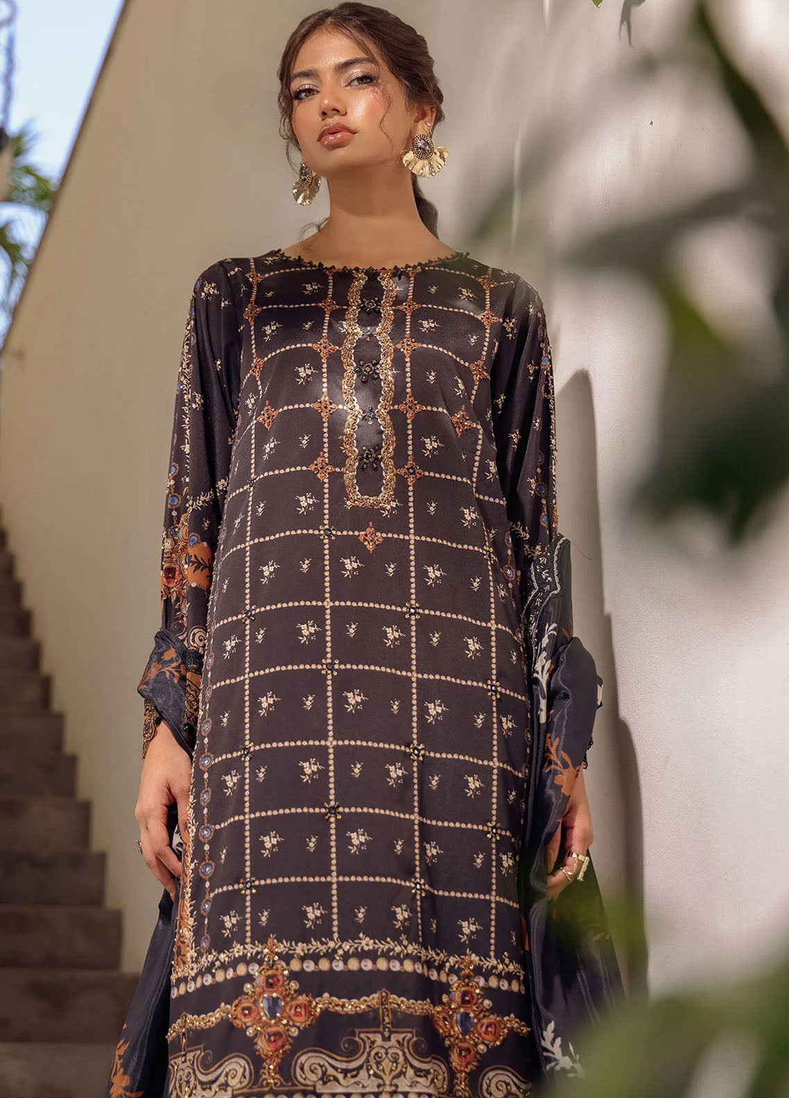 Dhanak Pret Embroidered Crepe silk 2 Piece Suit SS24DA-2511