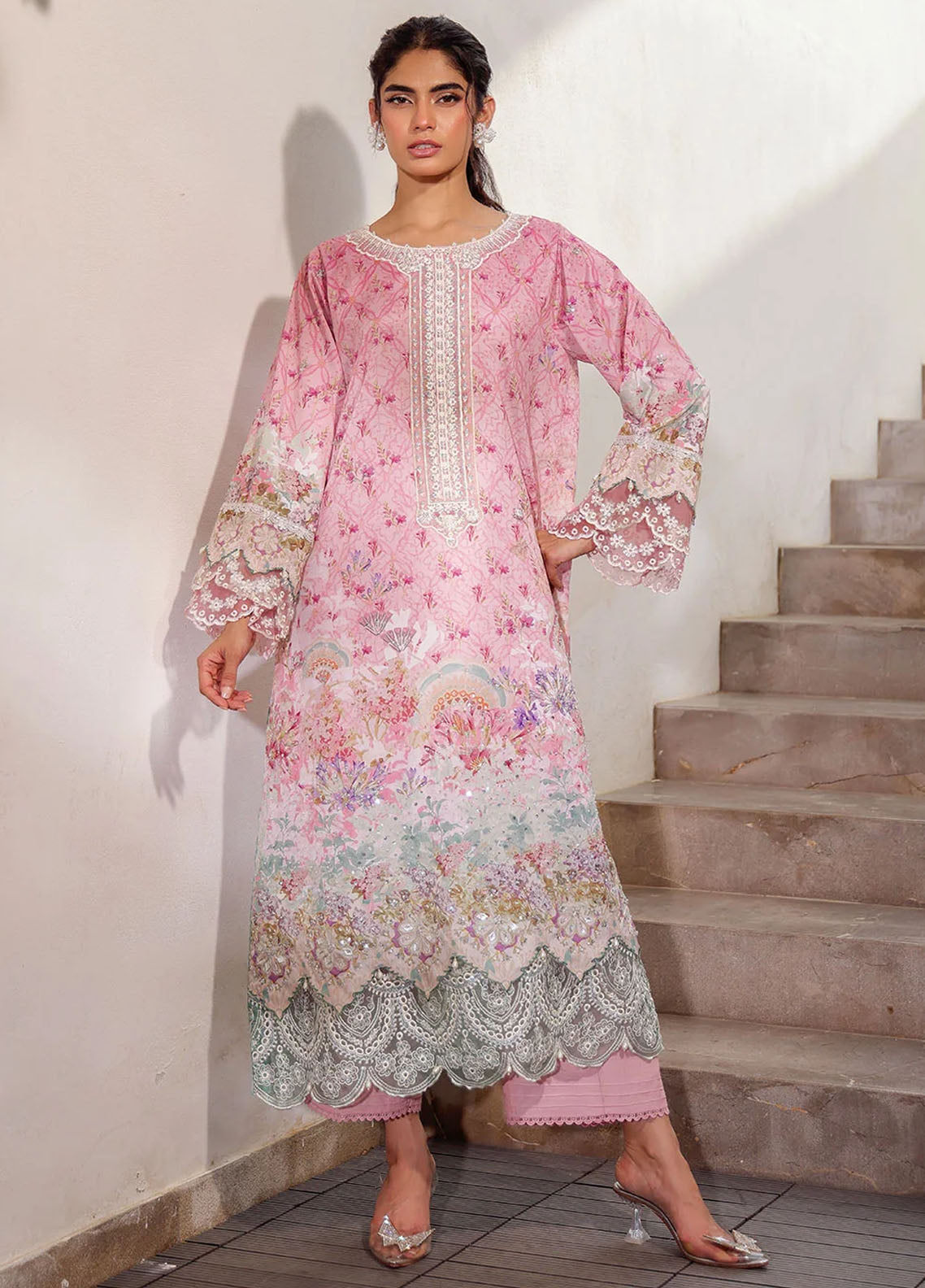 Dhanak Pret Embroidered Crepe silk 2 Piece Suit SS24DA-2516