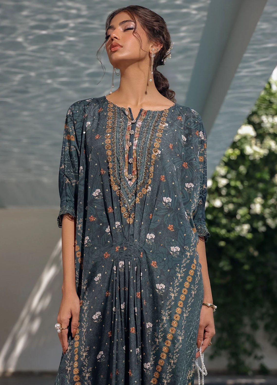 Dhanak Pret Embroidered Crepe silk Kaftan SS24DA-2520