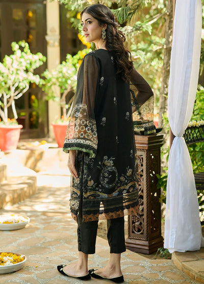 Dhanak Pret Embroidered Khaadi Net 2 Piece Suit SS24DA-2391 Black