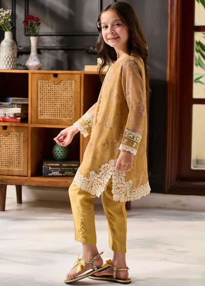 Dhanak Pret Embroidered Khaadi Net 2 Piece Suit SS24DK-0165 Mustard