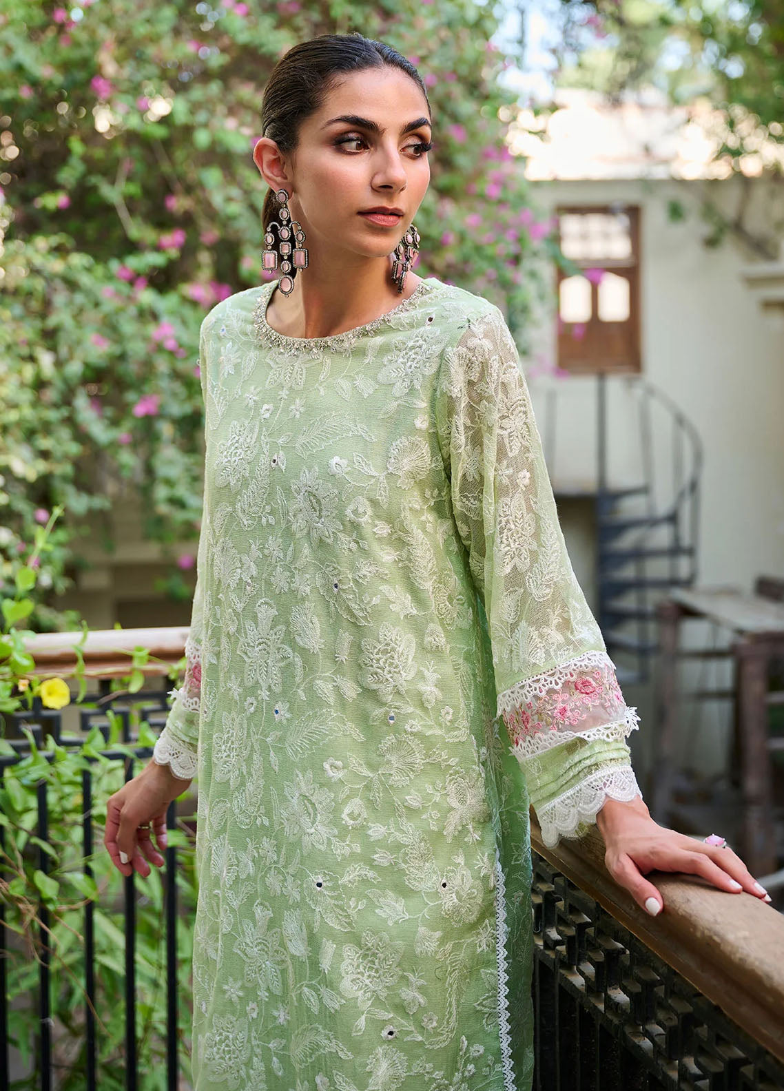 Dhanak Pret Embroidered Khaddi Net Kurti SS24DA-1884