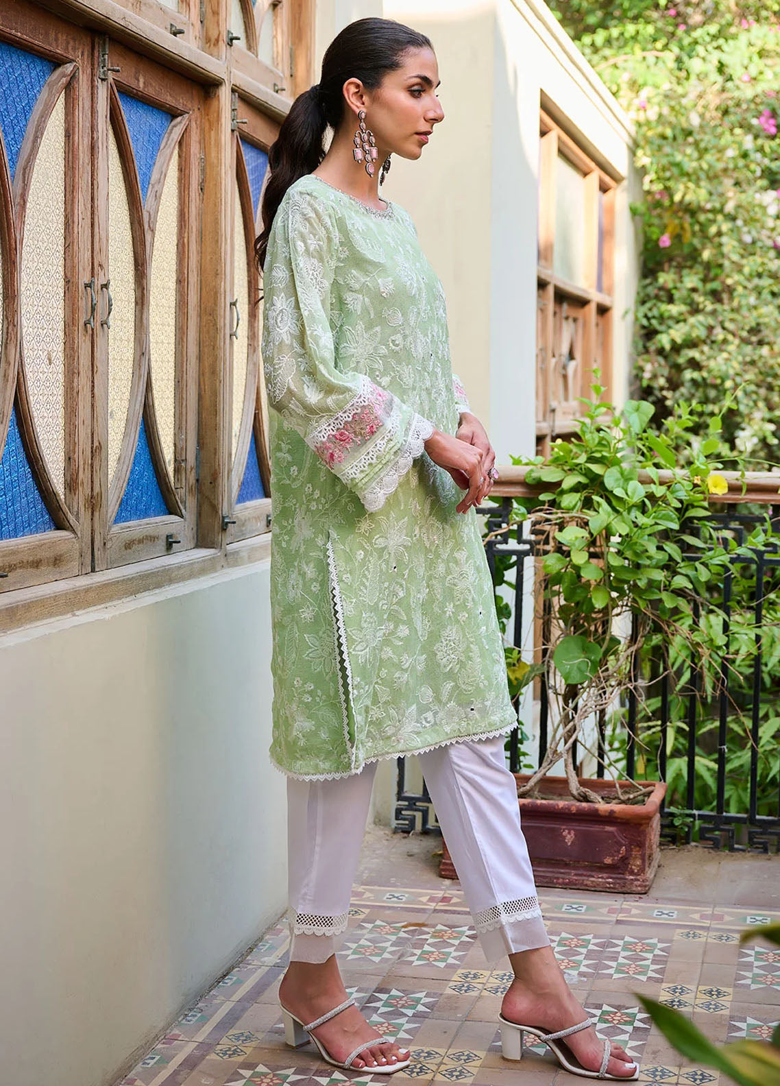 Dhanak Pret Embroidered Khaddi Net Kurti SS24DA-1884