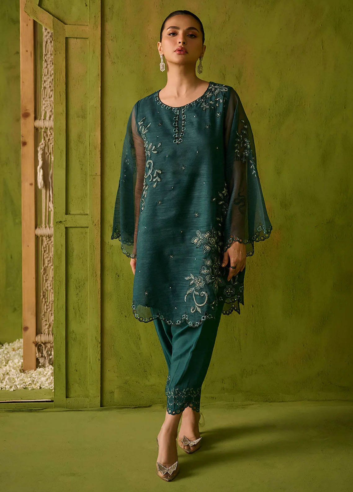 Dhanak Pret Embroidered Organza 2 Piece Suit SS24DA-2478