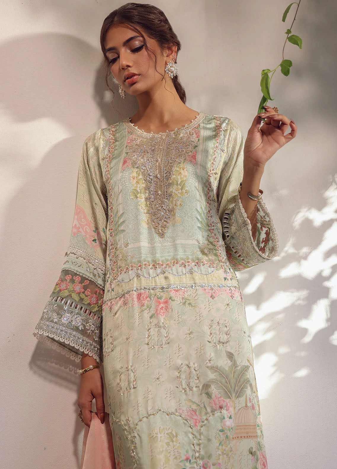 Dhanak Pret Embroidered Shamoze Silk 2 Piece Suit SS24DA-2517