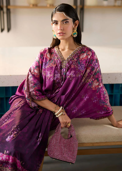 Dhanak Pret Embroidered Silk Kaftan SS24DA-1879 Purple