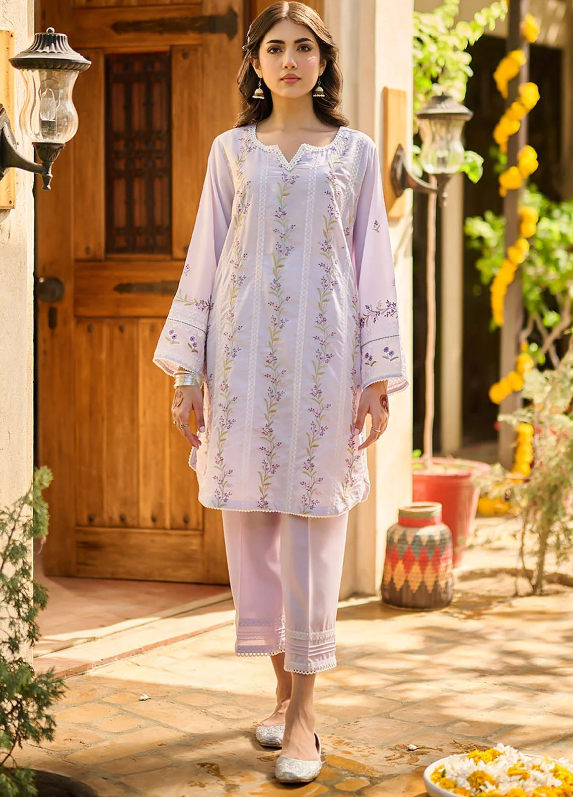 Dhanak Pret Embroidered Swiss Lawn 2 Piece Suit SS24DA-2395 Light Purple