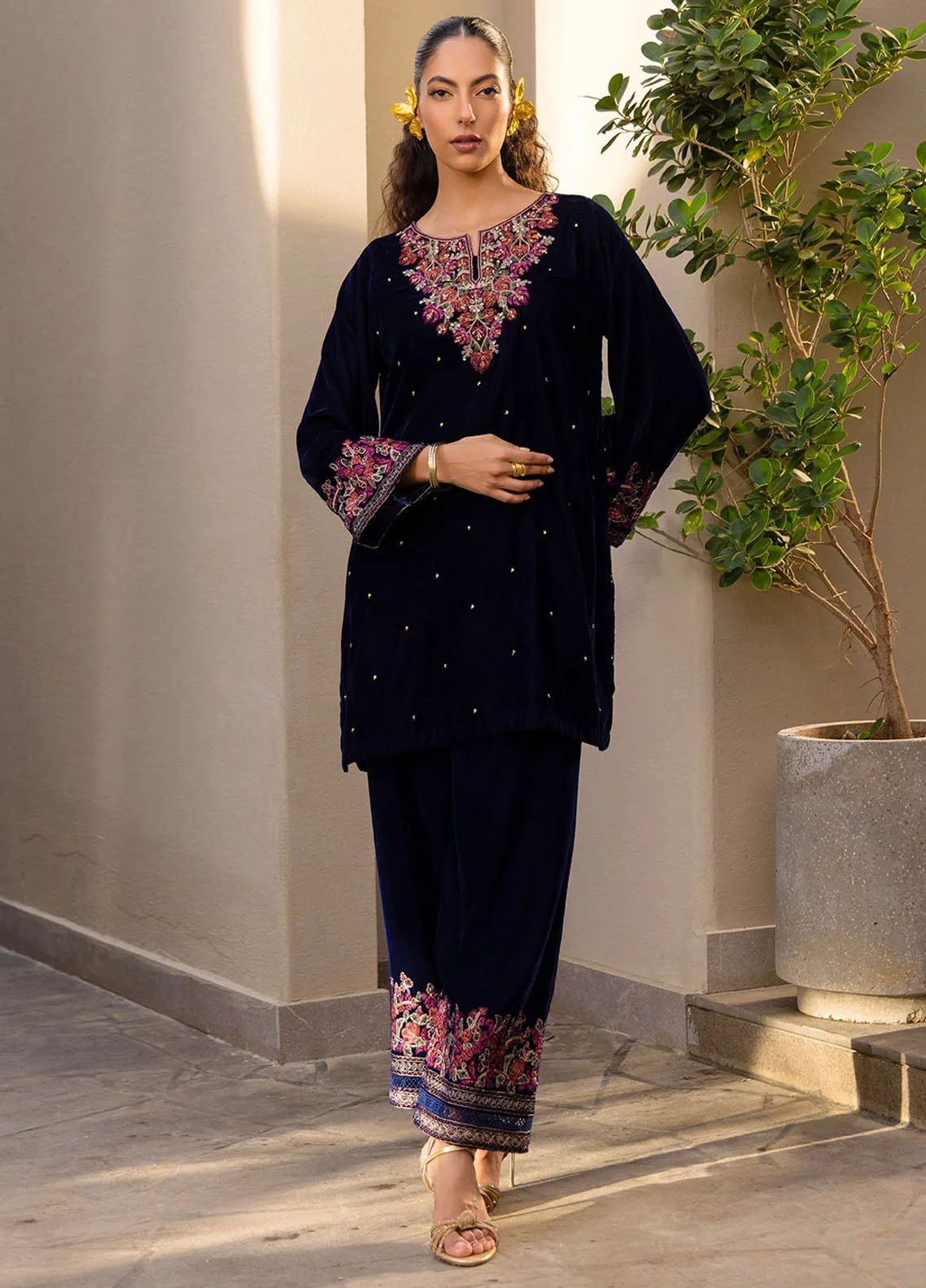 Dhanak Pret Embroidered Velvet 2 Piece Suit FW24DA-2612