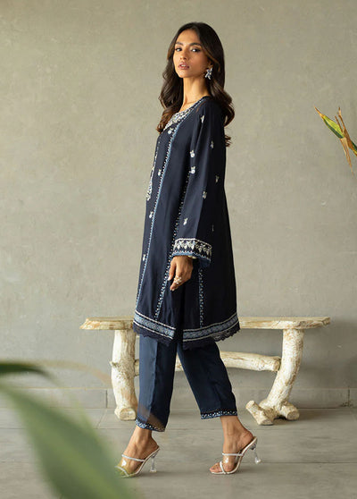 Dhanak Pret Embroidered Cotton Silk 2 Piece Suit DA-2146 NAVY BLUE