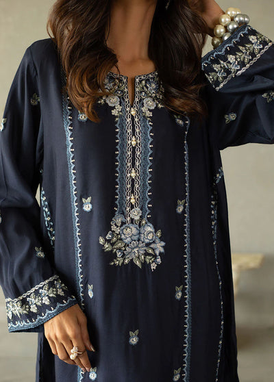 Dhanak Pret Embroidered Cotton Silk 2 Piece Suit DA-2146 NAVY BLUE