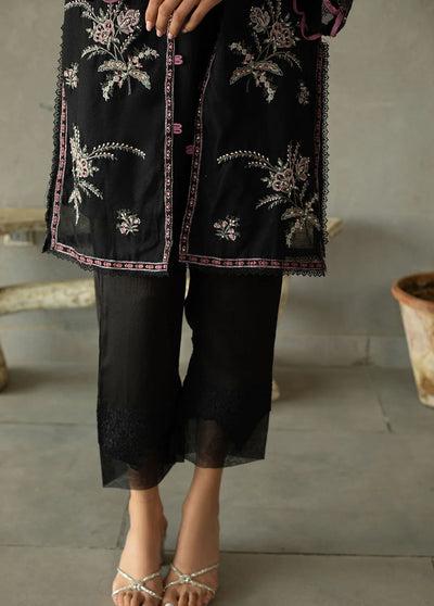 Dhanak Pret Embroidered Khaadi Net Kurti DA-2167 BLACK