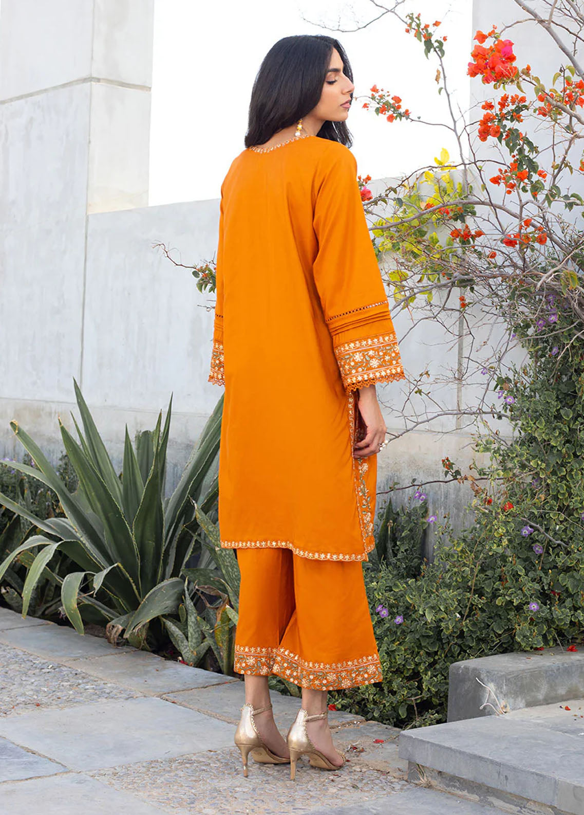 Dhanak Pret Embroidered Silk 2 Piece Suit DA-2304 MUSTARD