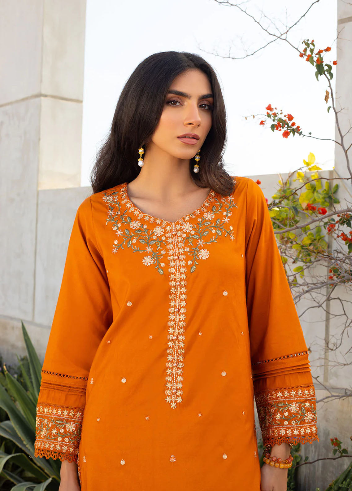 Dhanak Pret Embroidered Silk 2 Piece Suit DA-2304 MUSTARD