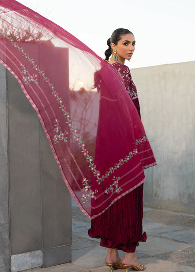 Dhanak Pret Embroidered Raw Silk 3 Piece Suit DA-2367 MAROON