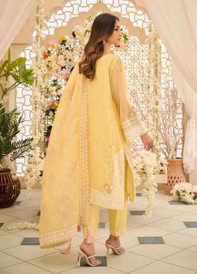 Dhanak Pret Embroidered Khaadi Net 3 Piece Suit DL-0268 YELLOW