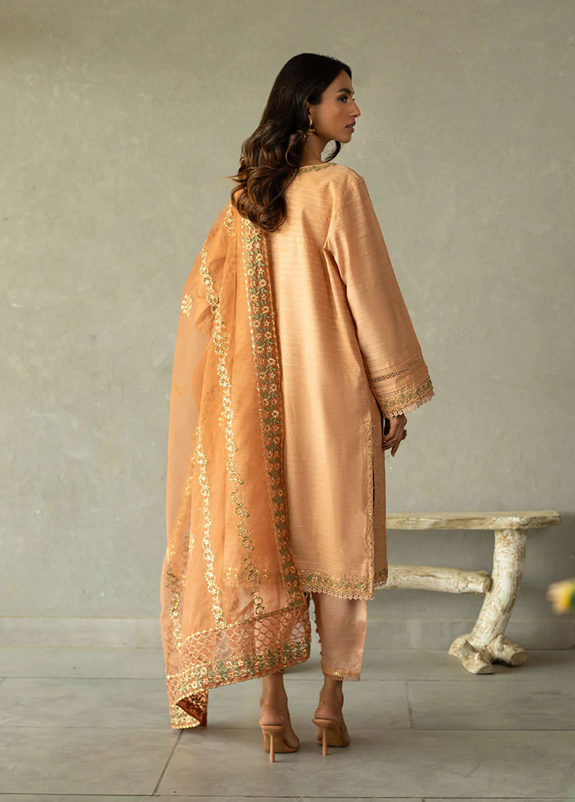 Dhanak Pret Embroidered 2 Piece Suit SS24DA-2293 LIGHT PINK