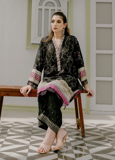 Dhanak Pret Embroidered Silk 2 Piece Suit DC-2240 BLACK