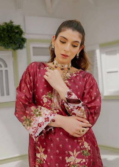 Dhanak Pret Embroidered Silk 2 Piece Suit DC-2241 MAROON