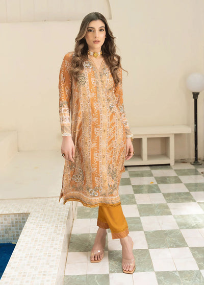 Dhanak Pret Embroidered Silk 2 Piece Suit DC-2242 MUSTARD