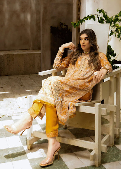 Dhanak Pret Embroidered Silk 2 Piece Suit DC-2242 MUSTARD