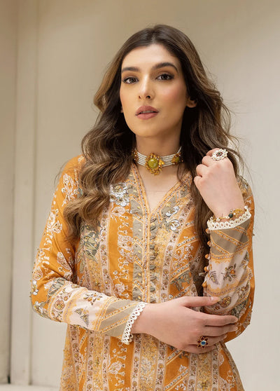 Dhanak Pret Embroidered Silk 2 Piece Suit DC-2242 MUSTARD