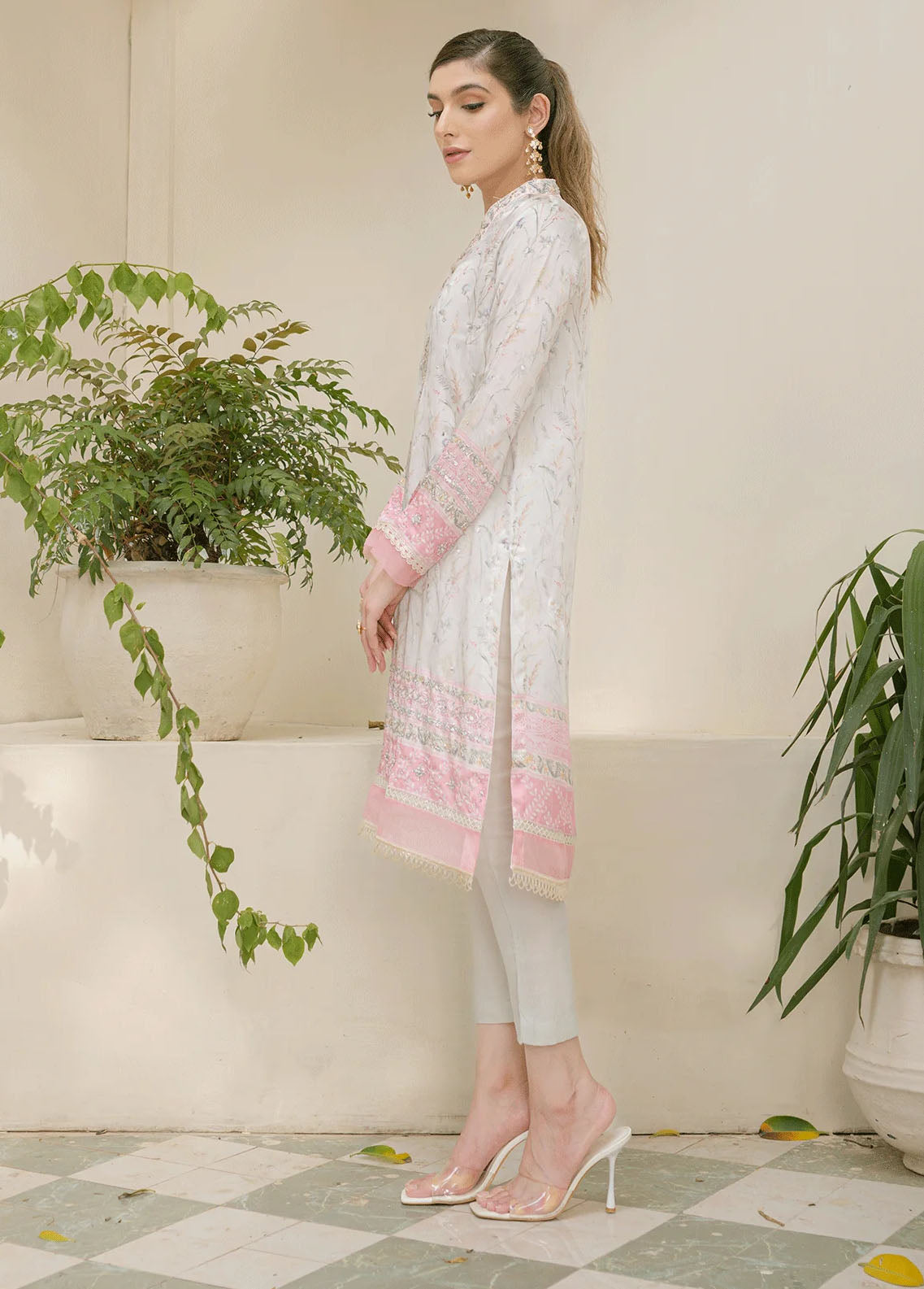 Dhanak Pret Embroidered Silk 2 Piece Suit DC-2245 GREY