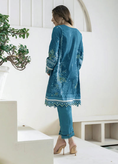 Dhanak Pret Embroidered Silk 2 Piece Suit DC-2273 TURQUOISE BLUE